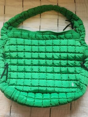 Free People Quilted Green Puffer Shoulder Bag